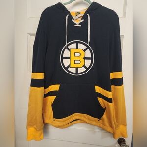NHL Boston Bruins Black & Yellow Lace-Up Crewneck Sweater
